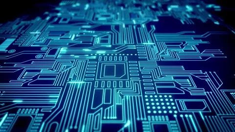 Artificial intelligence data mining circuit board electronic chip technology Stock Footage 316519537