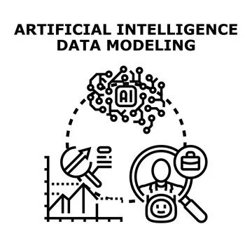 Artificial intelligence data modeling and analysis development Stock Illustration