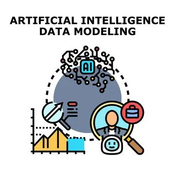Artificial intelligence data modeling and analysis development Stock Illustration