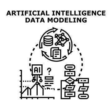 Artificial intelligence data modeling concept developing technology Stock Illustration