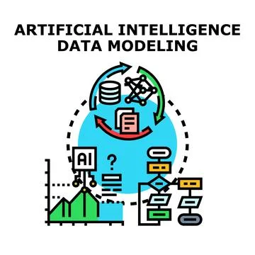 Artificial intelligence data modeling concept developing technology Stock Illustration