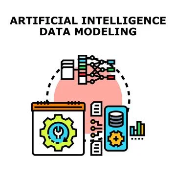 Artificial intelligence data modeling process and development Stockillustratie