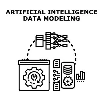 Artificial intelligence data modeling process and development Stock Illustration