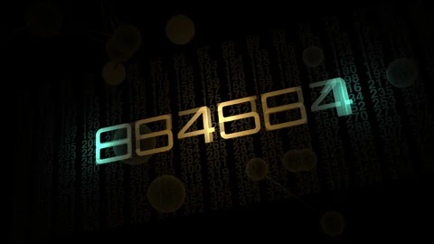 Artificial Intelligence Data Processing with Glowing Digital Numbers Stock Footage 345537486