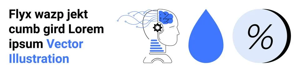 Artificial intelligence, data science, creativity, hydration, logic, calculat Illustrazione stock