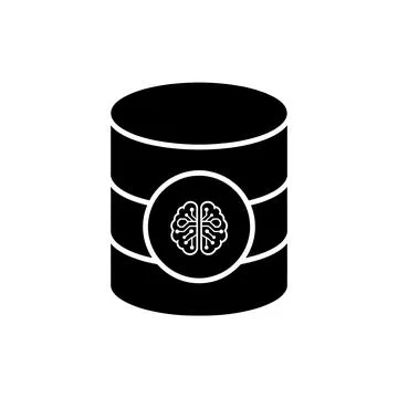 Artificial Intelligence Database Black Filled Style Icon Stock Illustration