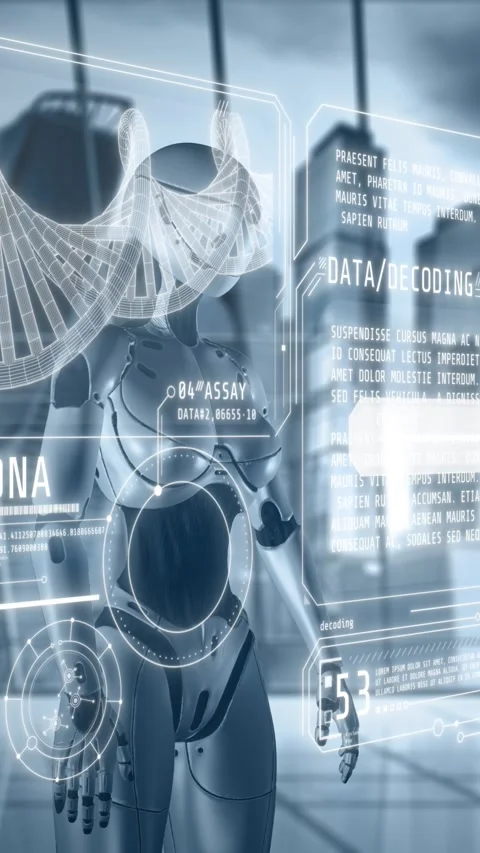 Artificial intelligence deciphers the DNA code. 3D render Video stock 270391349