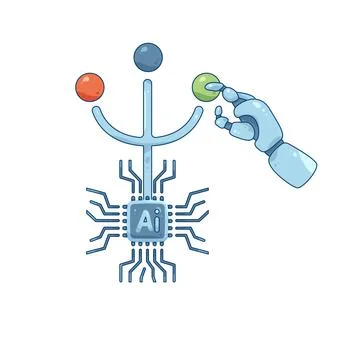 Artificial intelligence decision making Ilustração Stock