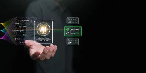 Artificial intelligence decision making interface choosing best option from.. 写真素材