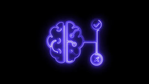 Artificial intelligence decision making process animation loop Stock Footage 308191651