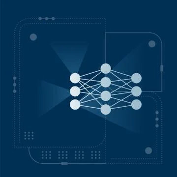 Artificial intelligence, deep learning, machine learning design concept Stock Illustration