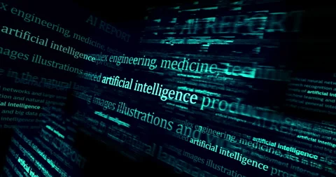 Artificial intelligence deep machine learning and gpt ai headline news titles Stock Footage 247398986