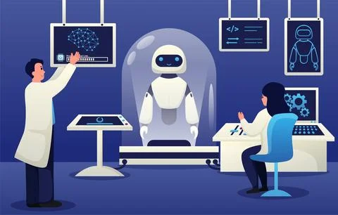 Artificial intelligence design vector. AI technology and cyber background. Stock Illustration