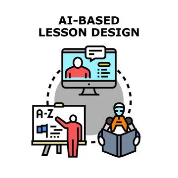 Artificial intelligence designing online education lesson plans 스톡 일러스트