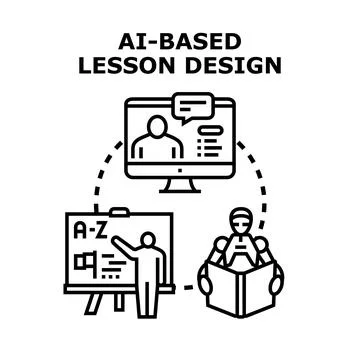 Artificial intelligence designing online education lesson plans Stock Illustration