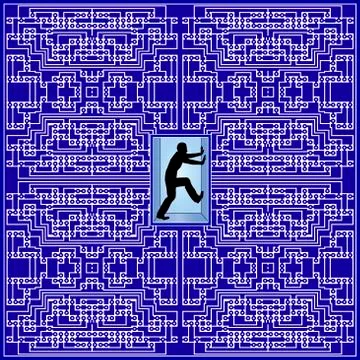 Artificial Intelligence destroys Humanity Stock Illustration