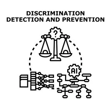 Artificial intelligence detecting and preventing discrimination concept Stock Illustration