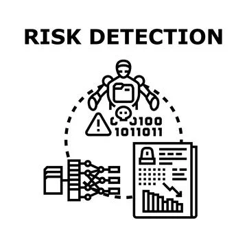 Artificial intelligence detecting cyber security risks concept Stock Illustration