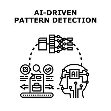 Artificial intelligence detecting data patterns and analyzing information Stock Illustration