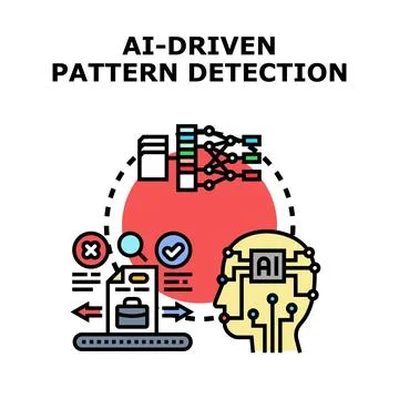 Artificial intelligence detecting data patterns and analyzing information Stock Illustration