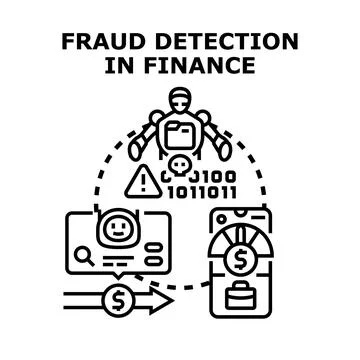 Artificial intelligence detecting financial fraud using technology Stockillustratie