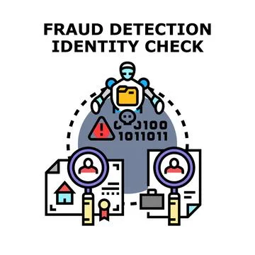 Artificial intelligence detecting online fraud and identity verification Stock Illustration