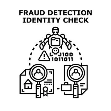 Artificial intelligence detecting online fraud and identity verification Stock Illustration