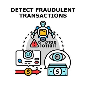 Artificial intelligence detecting online fraudulent financial transactions 库存插图