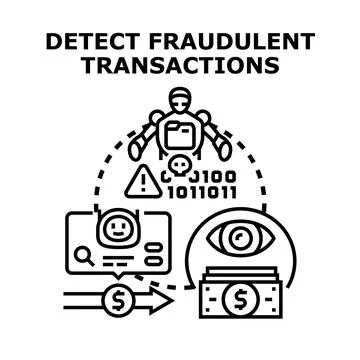 Artificial intelligence detecting online fraudulent financial transactions Stock Illustration