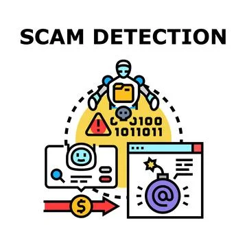 Artificial intelligence detecting online scam and internet fraud Stock Illustration