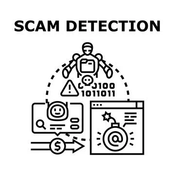 Artificial intelligence detecting online scam and internet fraud Stock Illustration