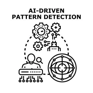 Artificial intelligence detecting patterns in data stream Illustrazione stock