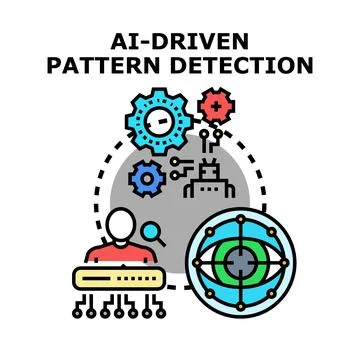 Artificial intelligence detecting patterns in data stream Stock Illustration