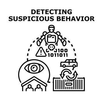 Artificial intelligence detecting suspicious digital behavior Stock Illustration