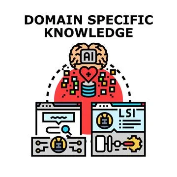Artificial intelligence developing domain specific knowledge concept Ilustração Stock