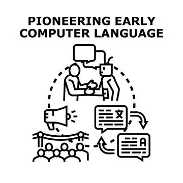 Artificial intelligence developing new communication methods, translating div Stock Illustration