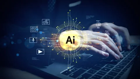 Artificial Intelligence Development Concept with ANI, AGI, ASI Stages Stock Footage 337862642