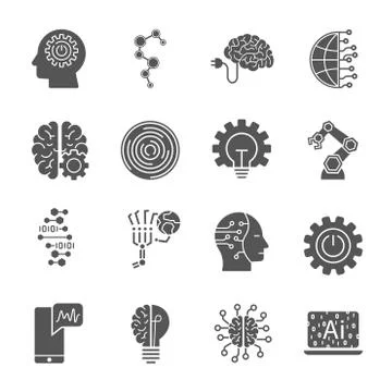 Artificial Intelligence different icons set. AI icon setfor web, sites and other 스톡 일러스트