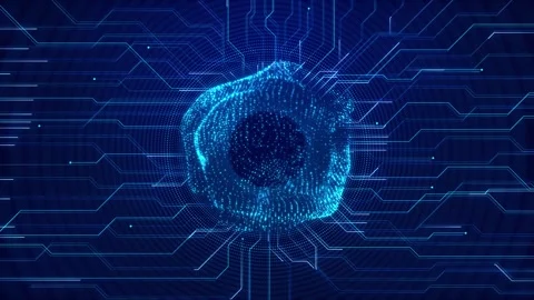 Artificial Intelligence Digital Brain with Circuit Network Connections Video stock 341376144