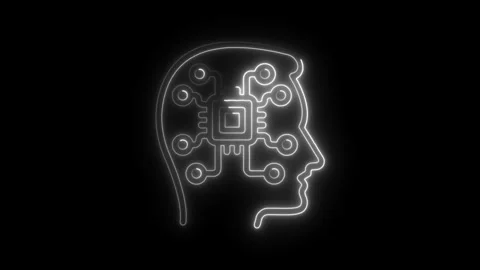 Artificial intelligence digital brain head outline with neural network conn.. Video stock 308191705