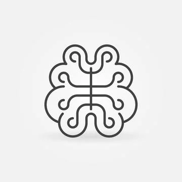 Artificial Intelligence Digital Brain line icon - vector concept symbol Stock Illustration