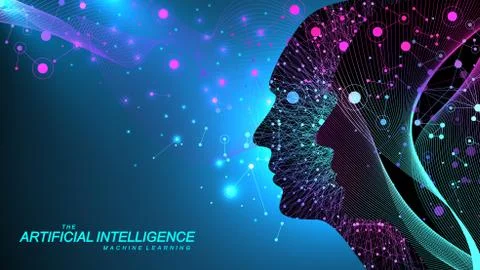 Artificial intelligence with Digital Brain, Neural Networks and Learning Stockillustratie