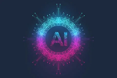 Artificial intelligence with Digital Brain, Neural Networks and Learning Stockillustratie