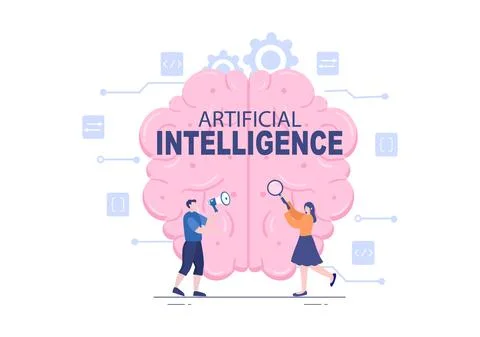 Artificial Intelligence Digital Brain Technology and engineering Concept With Stock Illustration