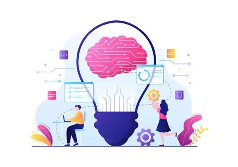 Artificial Intelligence Digital Brain Technology and engineering Concept With Stock Illustration