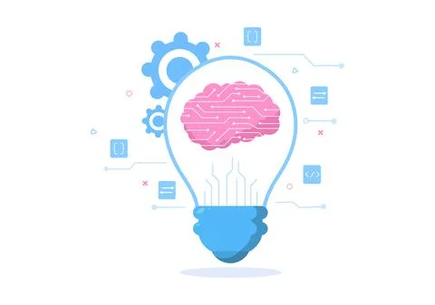 Artificial Intelligence Digital Brain Technology and engineering Concept With Stock Illustration