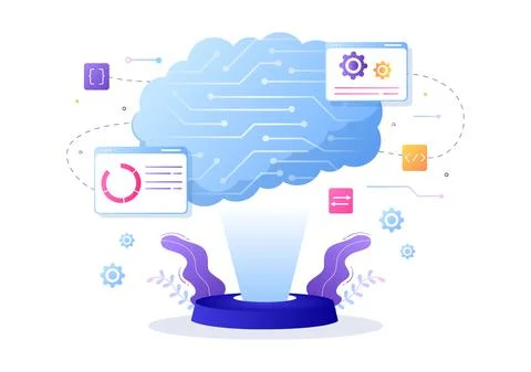 Artificial Intelligence Digital Brain Technology and engineering Concept With Stock Illustration