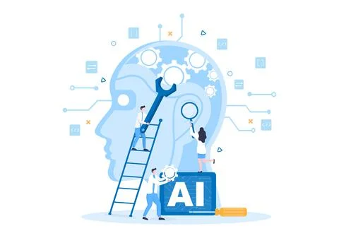 Artificial Intelligence Digital Brain Technology and engineering Concept With Illustrazione stock