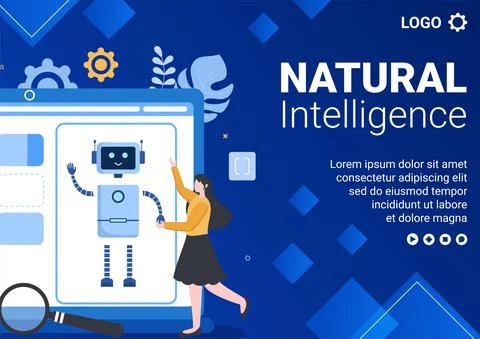 Artificial Intelligence Digital Brain Technology Brochure Template Flat Illus Stock Illustration