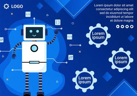 Artificial Intelligence Digital Brain Technology Brochure Template Flat Illus Stock Illustration